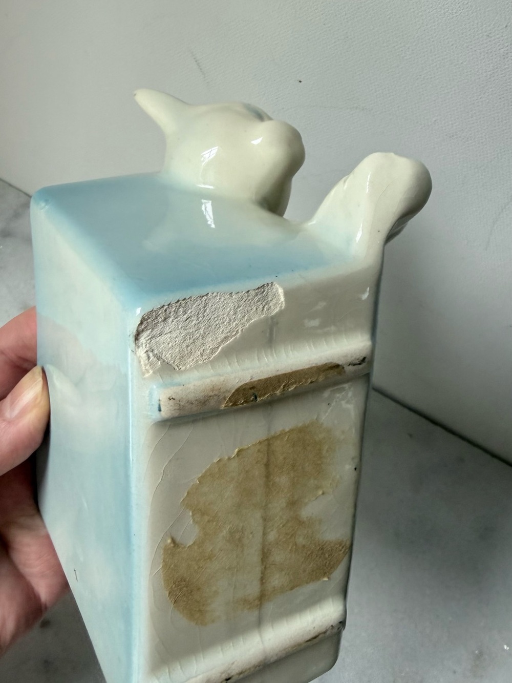 Vintage Ceramic Lamb Planter - Light Blue and White - Picture 9 of 13